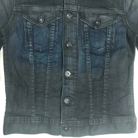 AG Adriano Goldschmied Denim Jacket Dark Blue Jean Crop Stretch Fitted Robyn XS - Picture 7 of 16